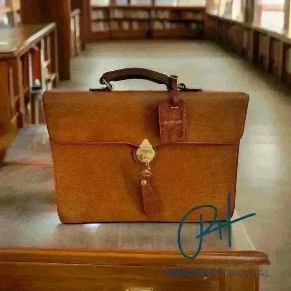 Vintage Rare collectors Burberrys leather briefcase. Luggage tag and locking key - Picture 1 of 16